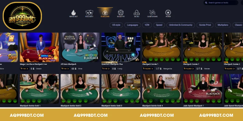 AQ999 প্ল্যাটফর্মে Black Jack গেমের মূল বৈশিষ্ট্যসমূহ