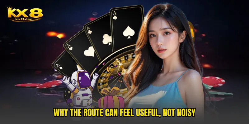 Why the route can feel useful, not noisy